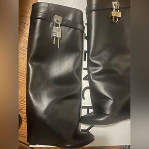 Givenchy Black Leather Boots with Silver Accents